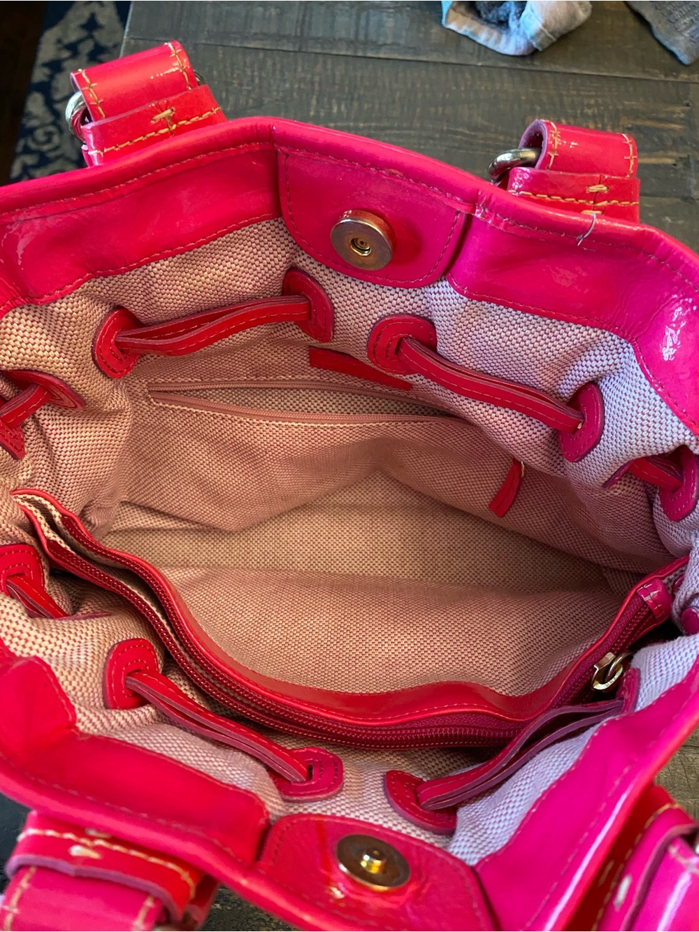 Dooney & Bourke Chiara Hot Pink Patent Leather Shoulder Bag - Picture 11 of 11